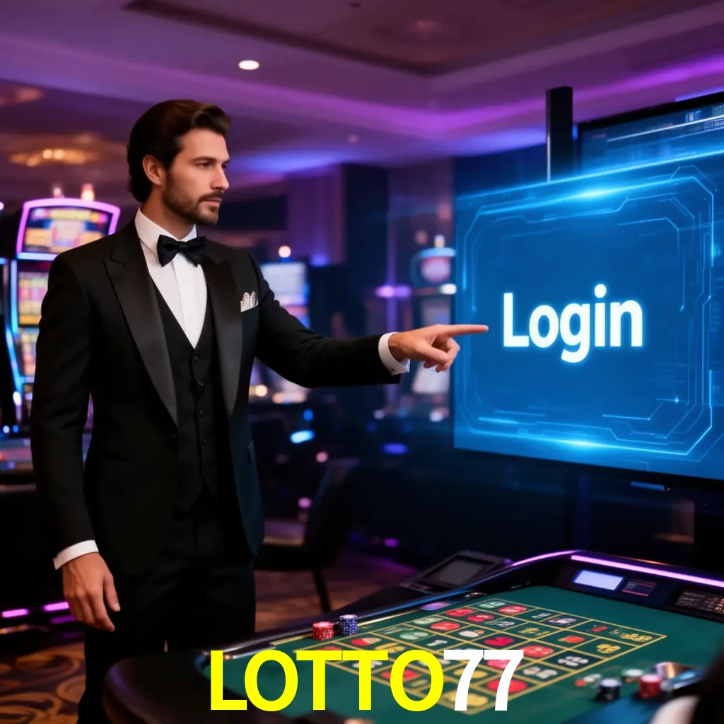 LOTTO77 Login - OTP, cuenta y soporte Pantalla LOTTO77 Login con OTP, contraseña, cuenta segura y soporte móvil
